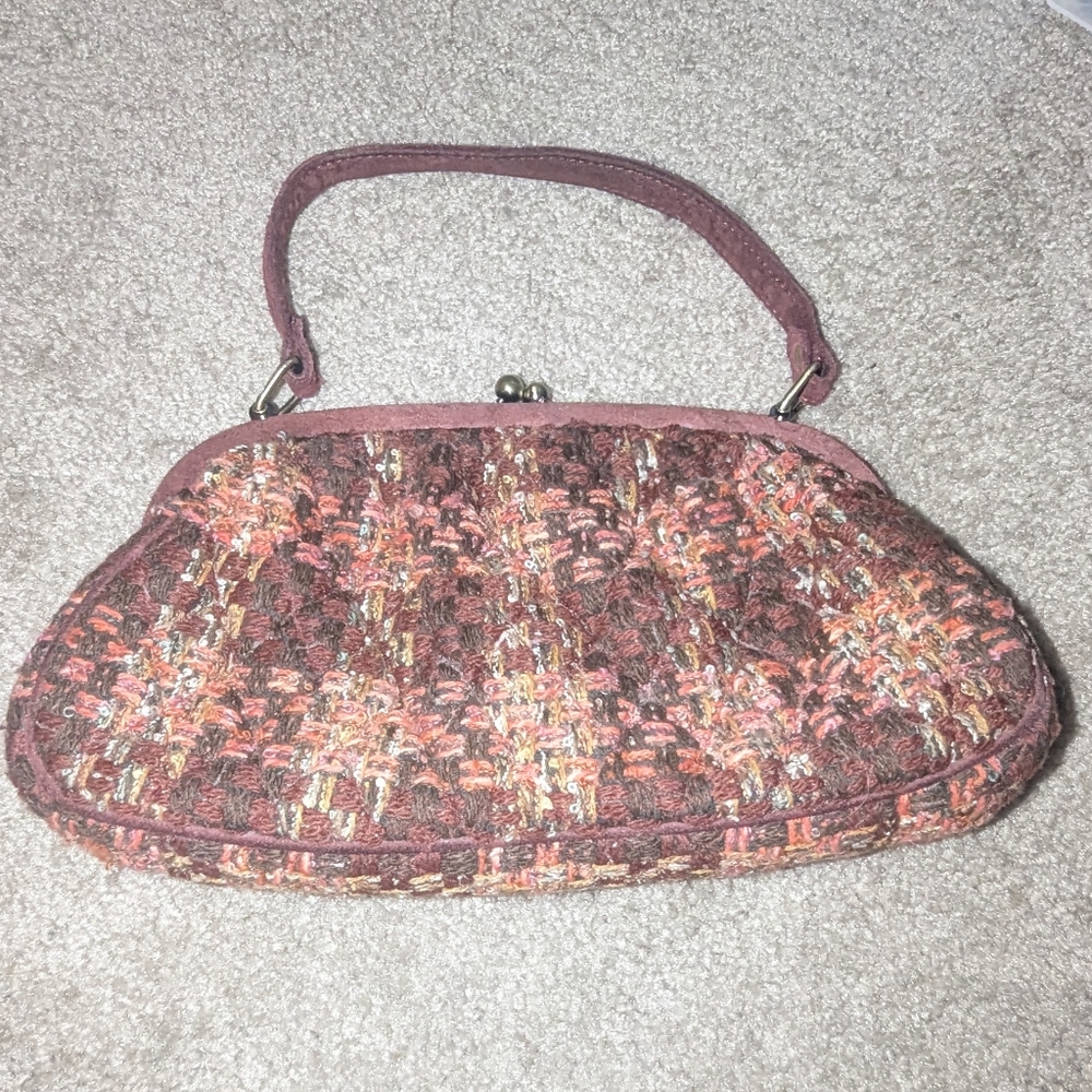 Vera Bradley clutch snap bag in burgundy tweed